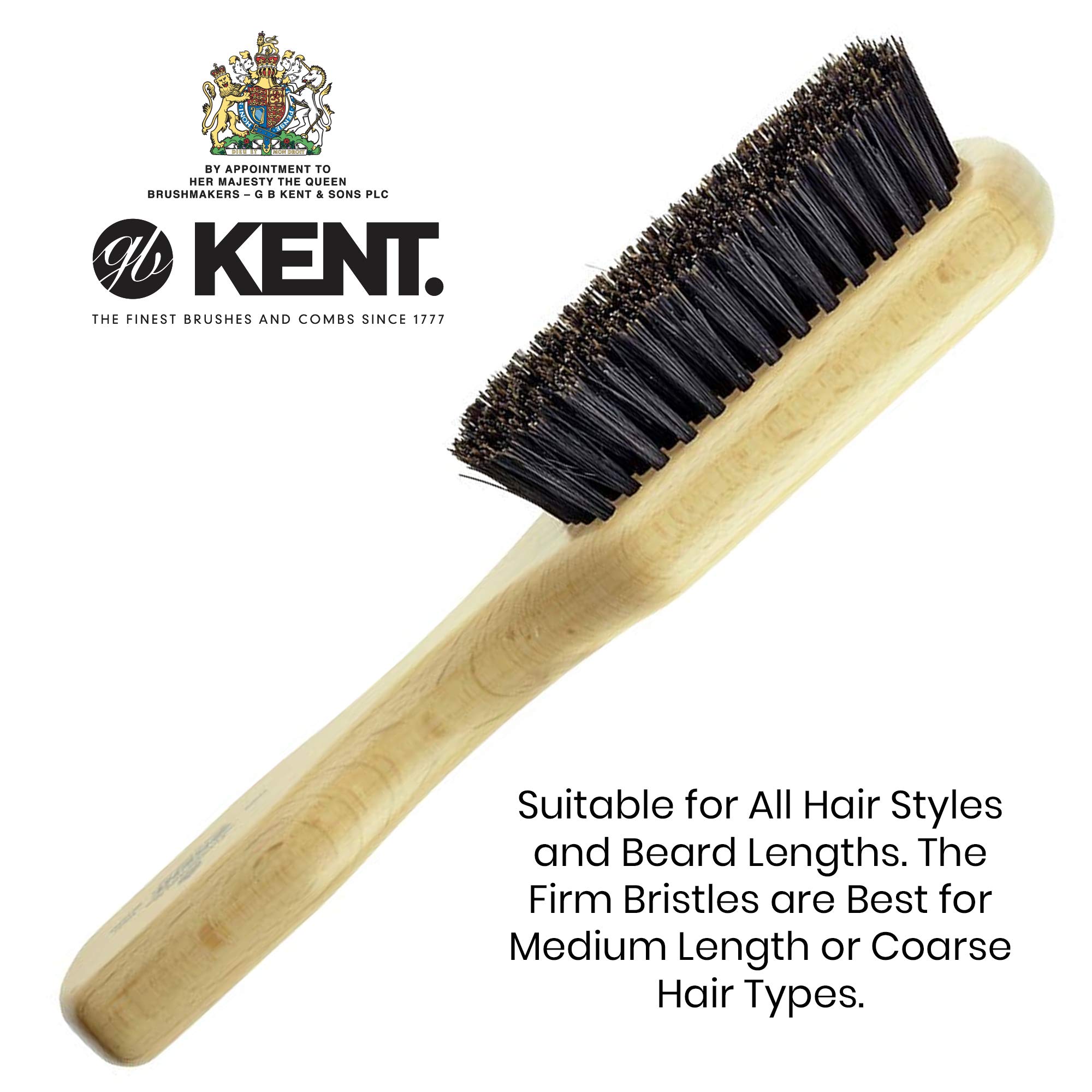 Kent OG2 Beechwood Hair Brush and Facial Brush for Beard Care