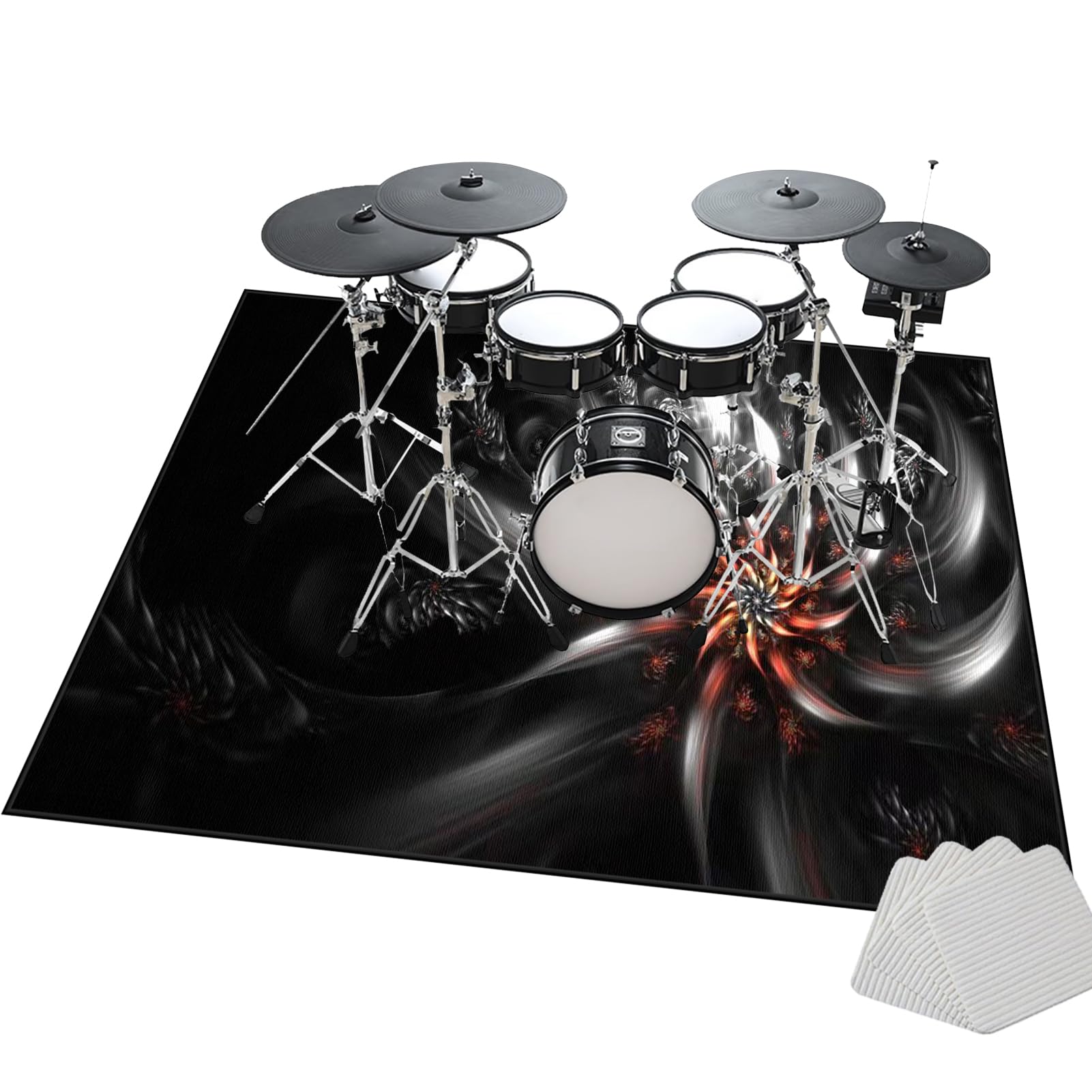Schlagzeugteppich - Schallschutz Teppichmatte - Trommel Teppiche - rutschfeste Drum Matte für Akustik Schlagzeug Drum Kits Bass Drum Elektronisch Snare Klavier Musikinstrumente Teppich 160 x 120 cm