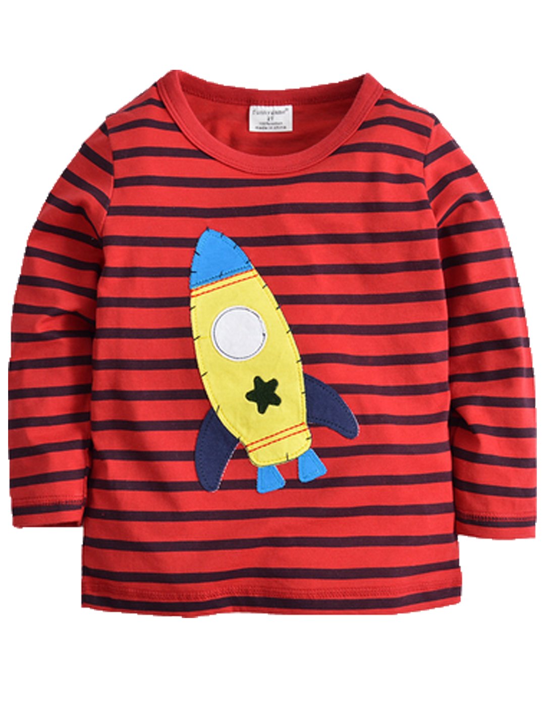 Mengmeng Little Boys Cotton Long Sleeve Tops Aircraft Print T-Shirts