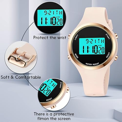 Miniatura 10 de XCZAP Relojes electrónicos unisex para hombres y mujeres, 164.0ft, impermeable, deportivo, digital, correa de silicona, cronógrafo, reloj rectangular