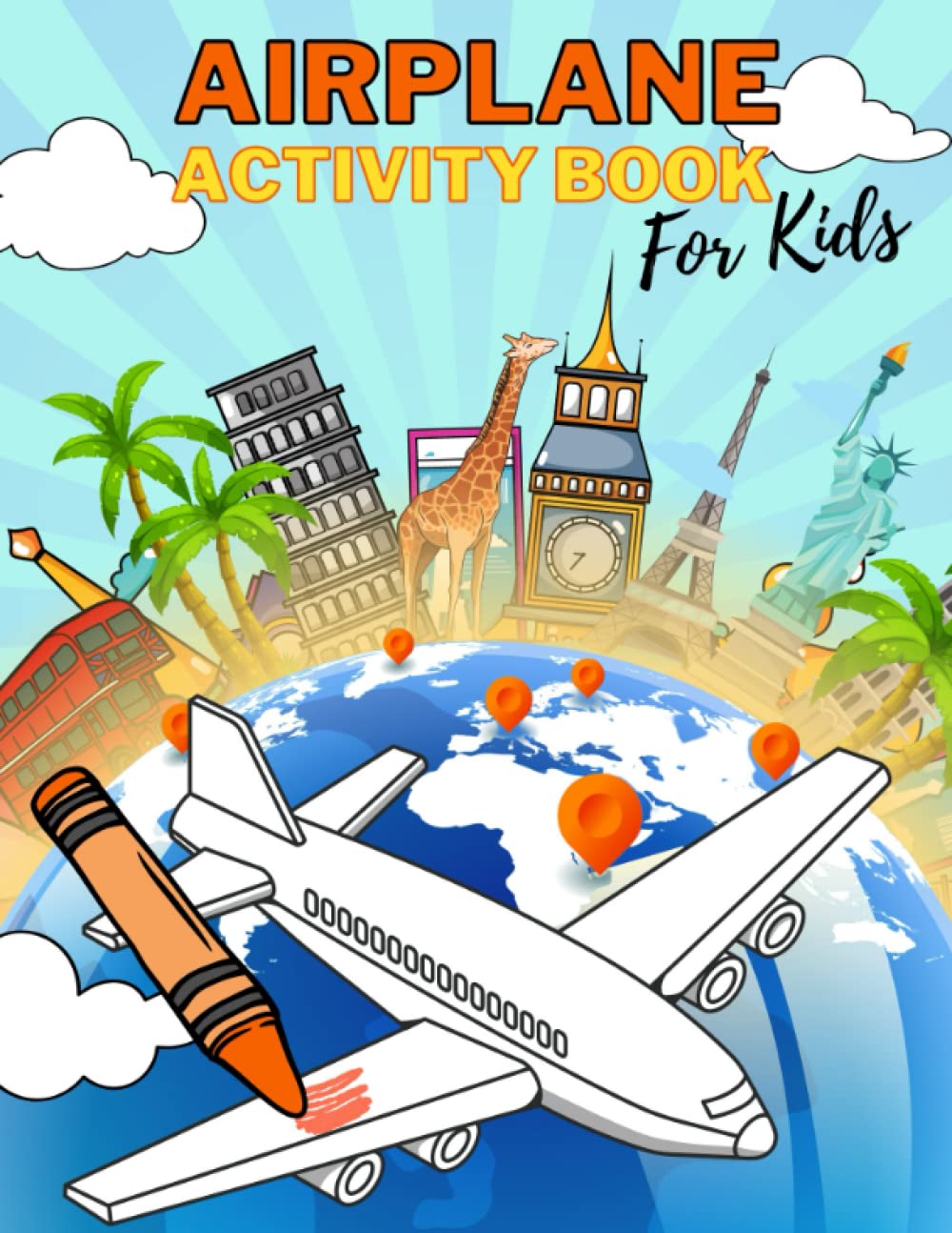 Airplane Activity Book For Kids: Ages 5 - 9 Coloring And Games , Party favor - Perfect gift for Girls and Boys Traveling by Plane