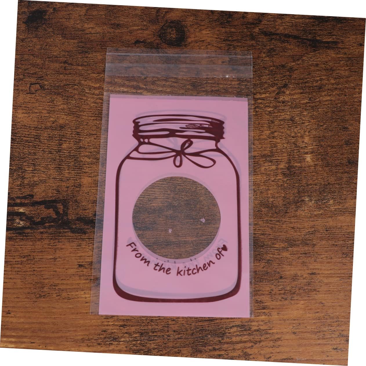 FOMIYES 300pcs Self-sealing Plastic Bags with Bottle Pattern Food-grade Packaging for Cookies Candy Snacks Party Favors Showers and Gifts Pink Color