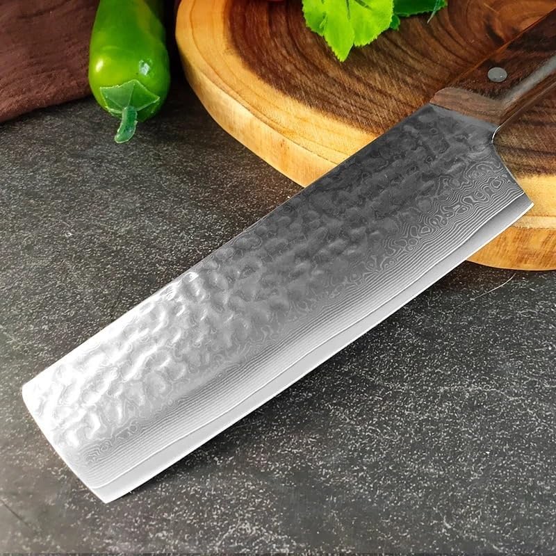 Meat Cleaver,Cleaver Knife, 7 Inch Damascus Steel Slicing Meat Fruit Kitchen Knife Chef Butcher Boning Nives Wood Handle Handmade Cooking Knives
