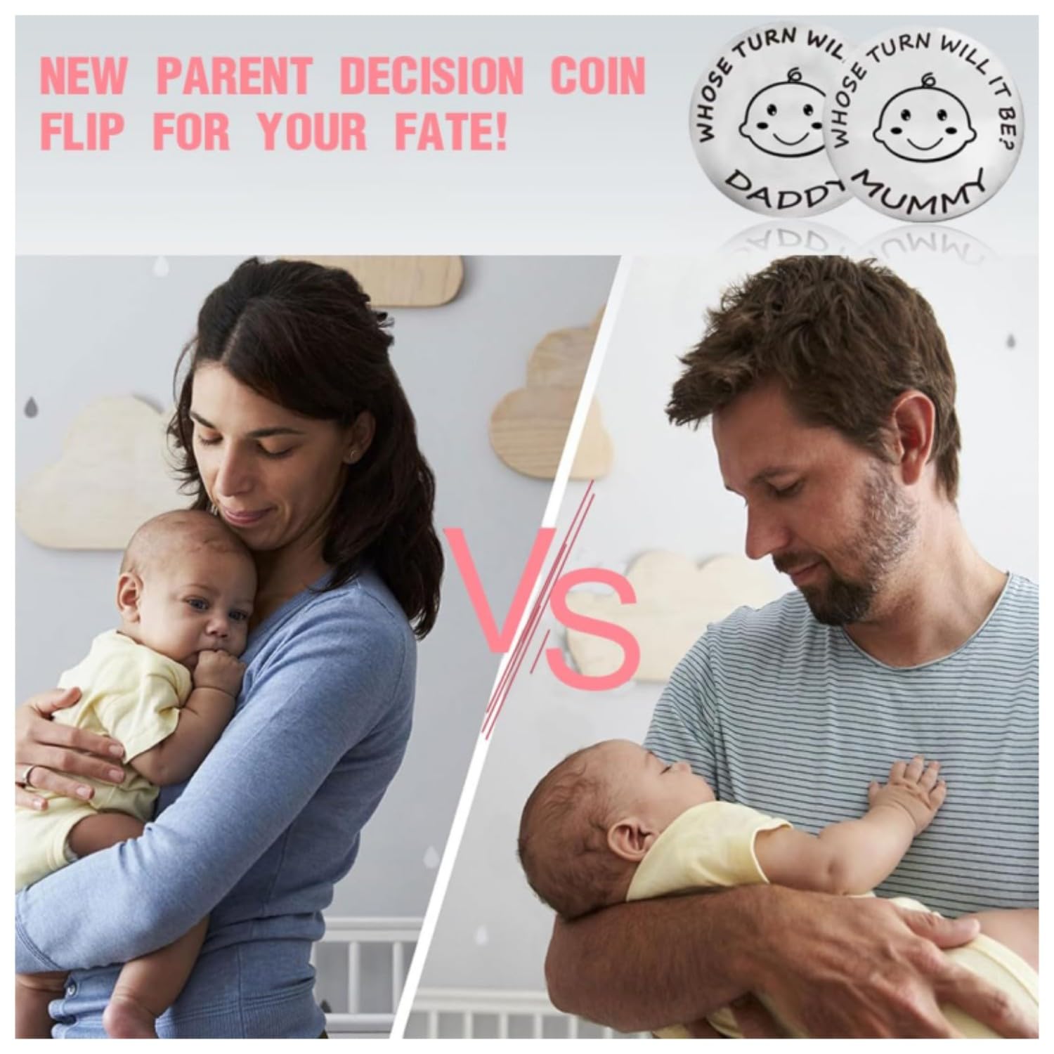 Pièce De Décision Amusante Pour Nouveaux Parents - Cadeau De Baptême Ou Fête Prénatale - Acier Inoxydable