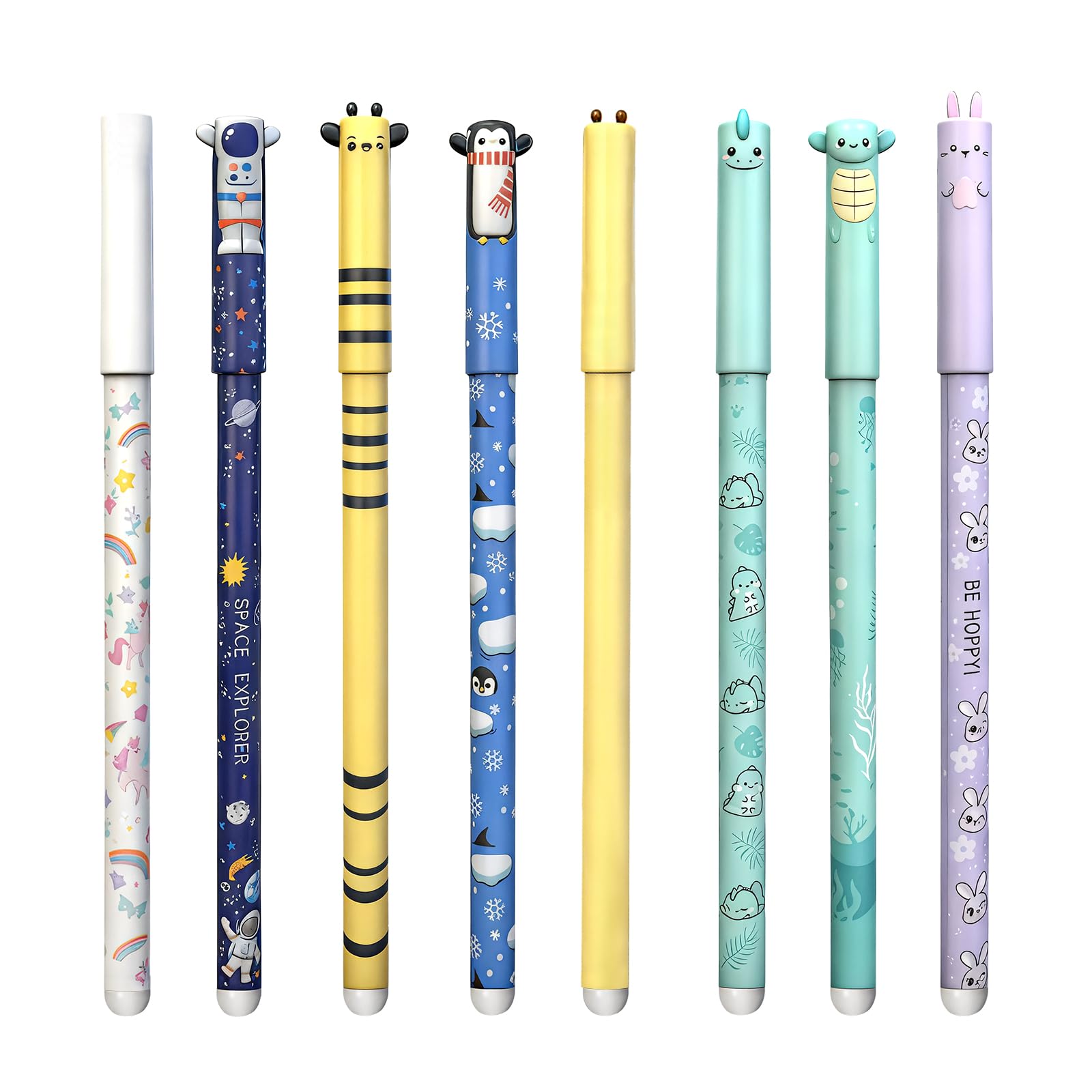 Juego de 8 bolígrafos de gel borrables,Bolígrafo De Tinta Termosensible,diseños de animales,Escritura Suave Sin Manchas,bolígrafos borrables colores,Negro,Azul,Verde,Rojo,Bolis Borrables