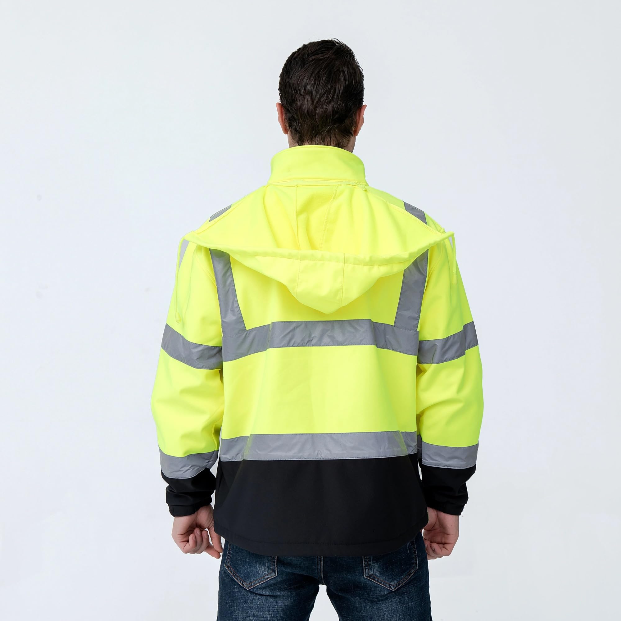 Chaqueta softshell de alta visibilidad, mono de trabajo reflectante for hombre for trabajos de construcción y seguridad al aire libre. chaleco reflectante