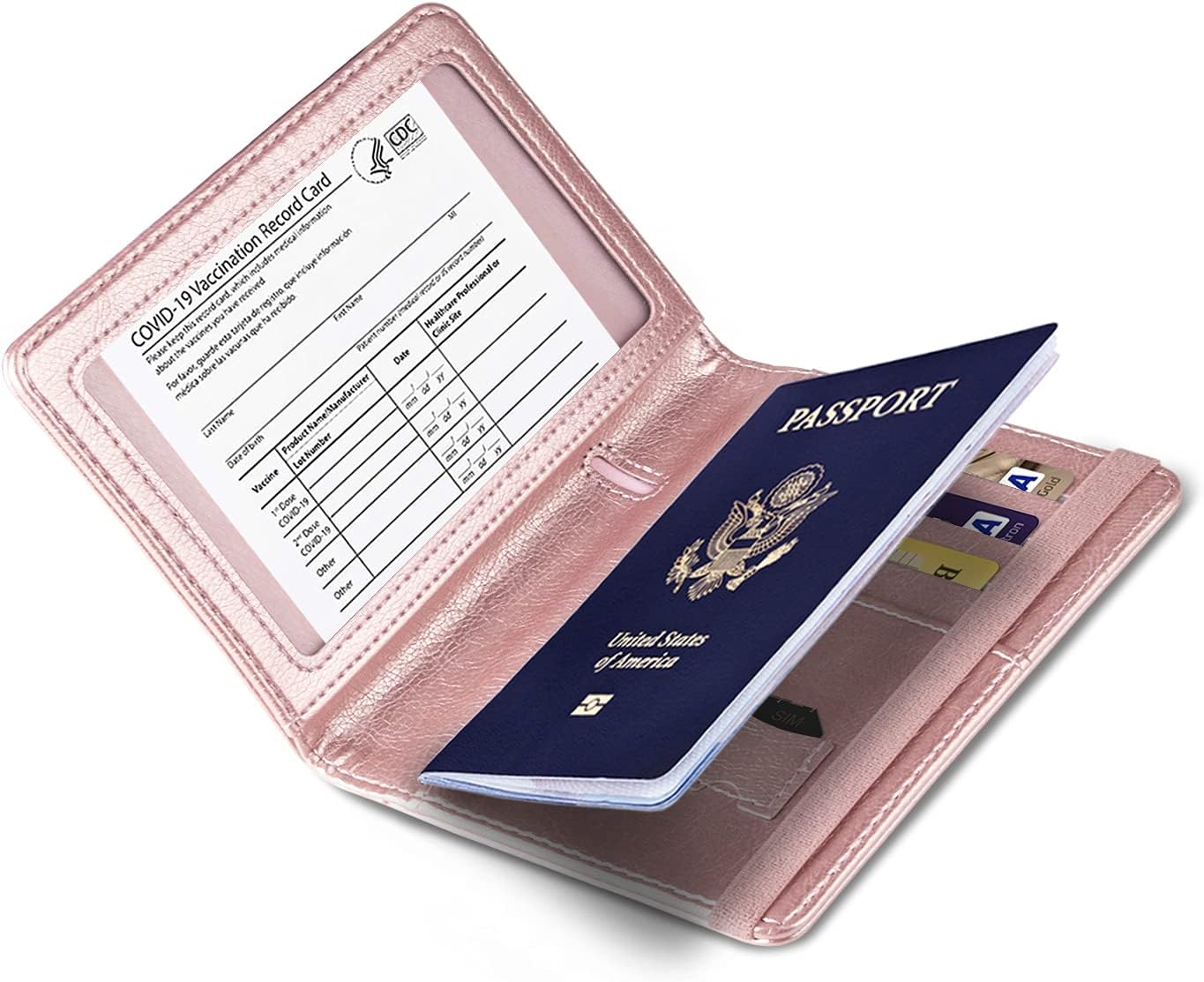  | Passport and Vaccine Card Holder Combo,Anbelideb Passport Holder with Vaccine Card Slot,Passport Cover come with Vaccination Card Protector,Travel Passport Wallet (Rose gold) | Passport Covers