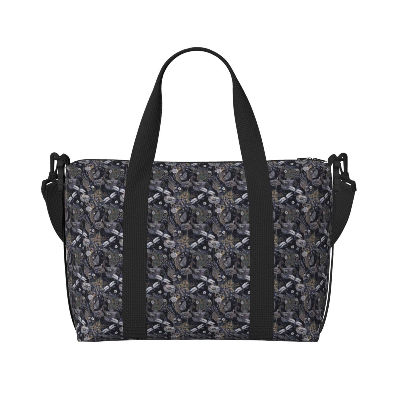 Sac de voyage polyvalent gris imprimé libellules finitions soignées