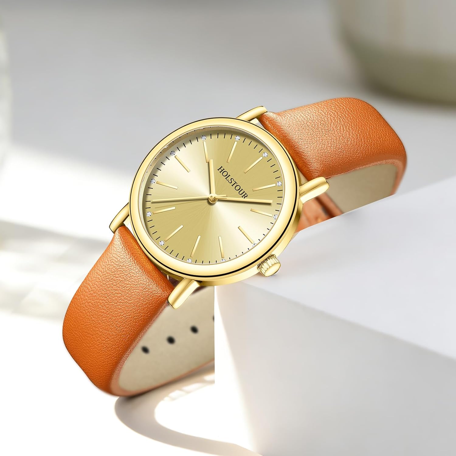 Watches for Women Crystal Accented Fashion Watch with Leather Band Gifts for Women - Image 5