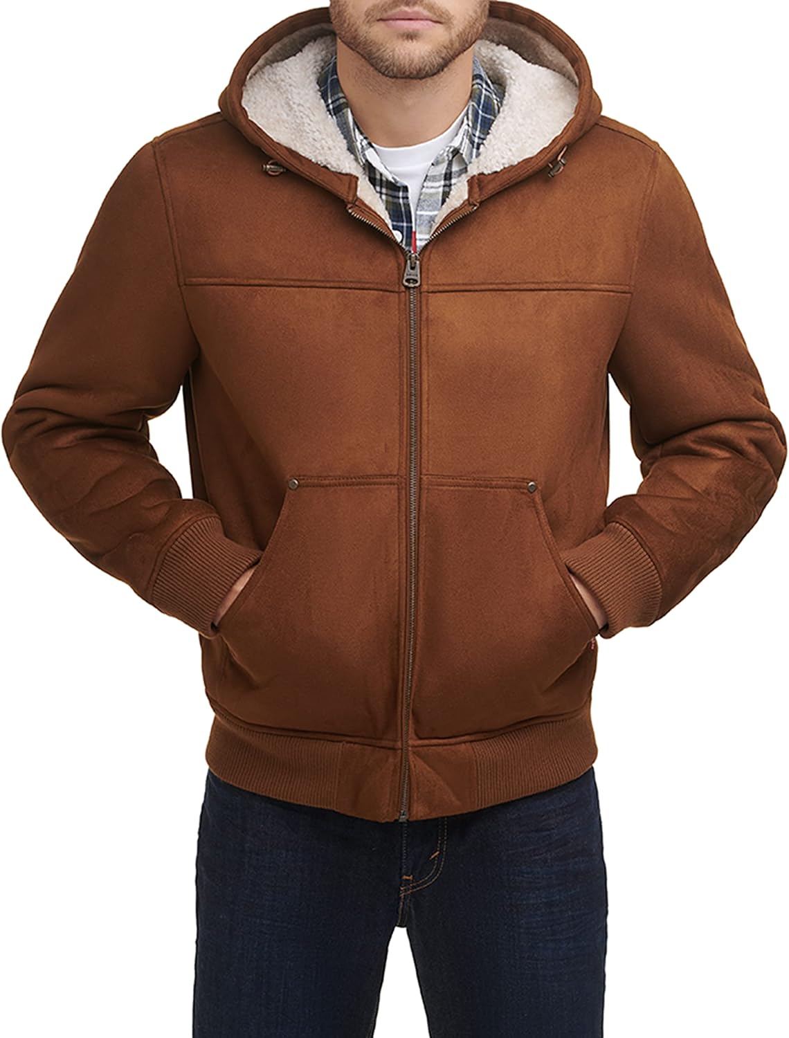 Levi's Men's Buffed Cow Faux Leather Hoody Bomber