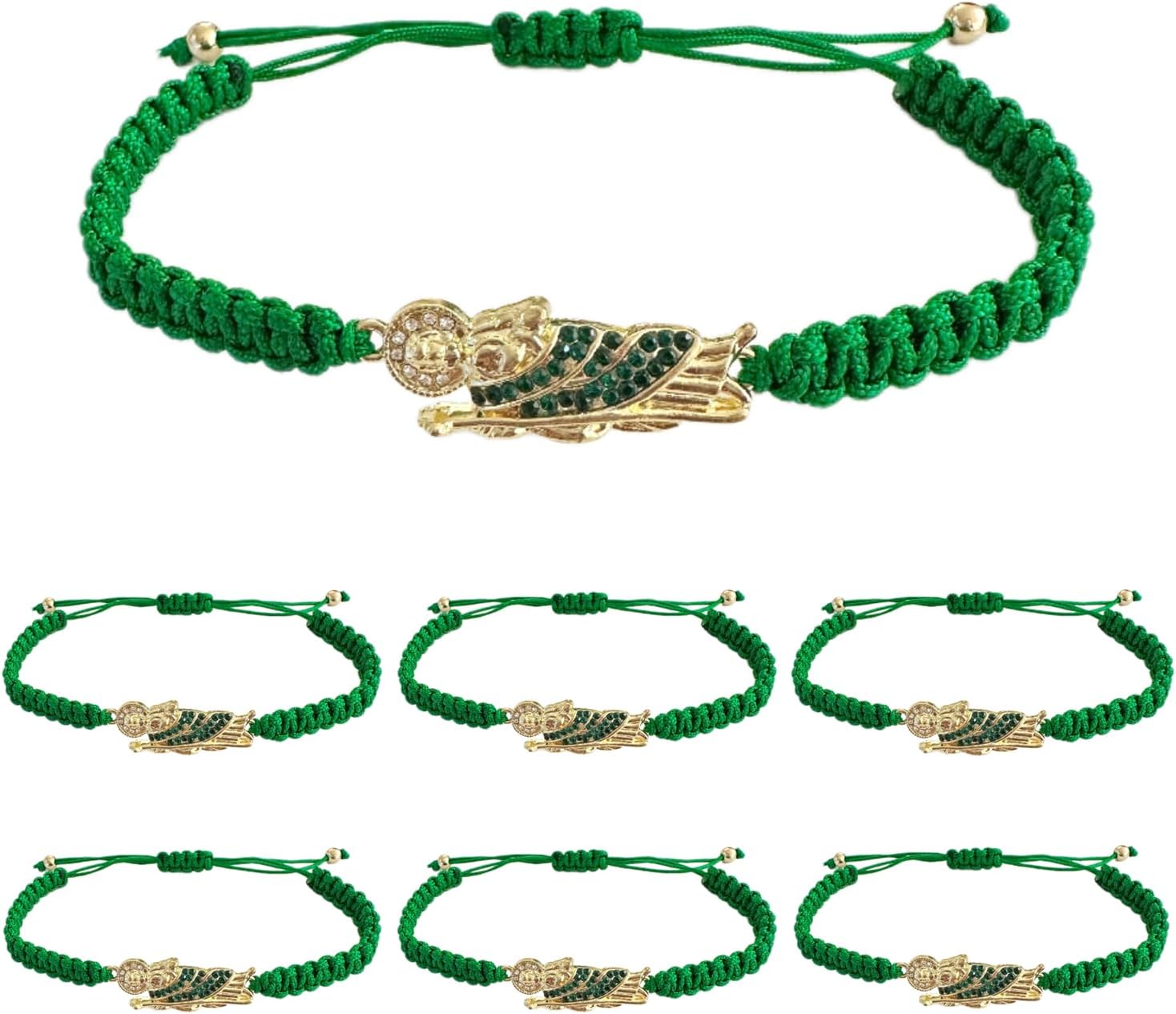 BONITTER San Benito Religious Rosary Bracelet, Virgin Mary and Saint Jude White&Green&Red Design, Handmade Mexican Thread Bracelet, Catholic Prayer Beads with Religious Charm