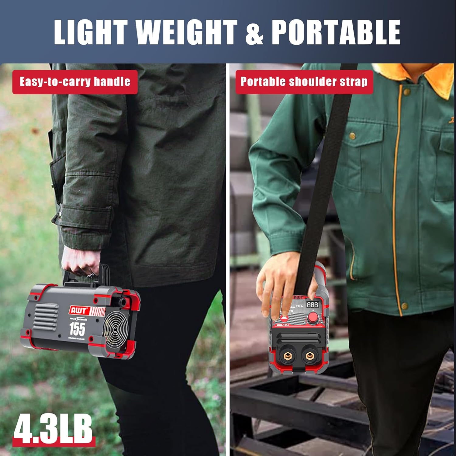 AWT Stick Welder 155Amp Mini Welder 2 in 1 ARC Welder/Lift TIG Welding Machine 110/220V with VRD, Digital Display IGBT Inverter Welder Portable MMA Welder Machine with Hot Start,Arc Force, Anti-Stick