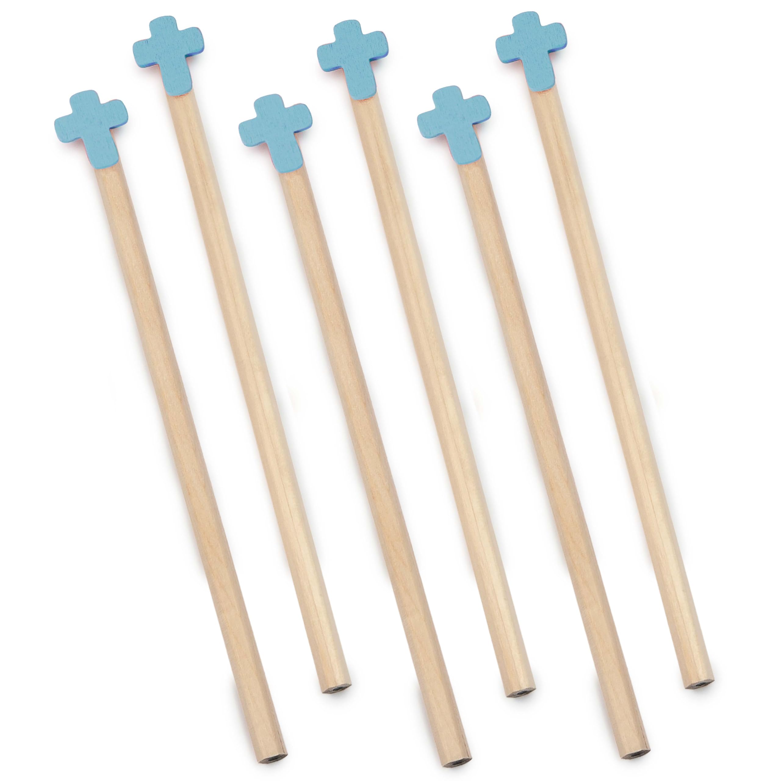 Mopec Blue W40.03 Pack of 12 Hexagonal Wooden Pencils with Cross, Normal