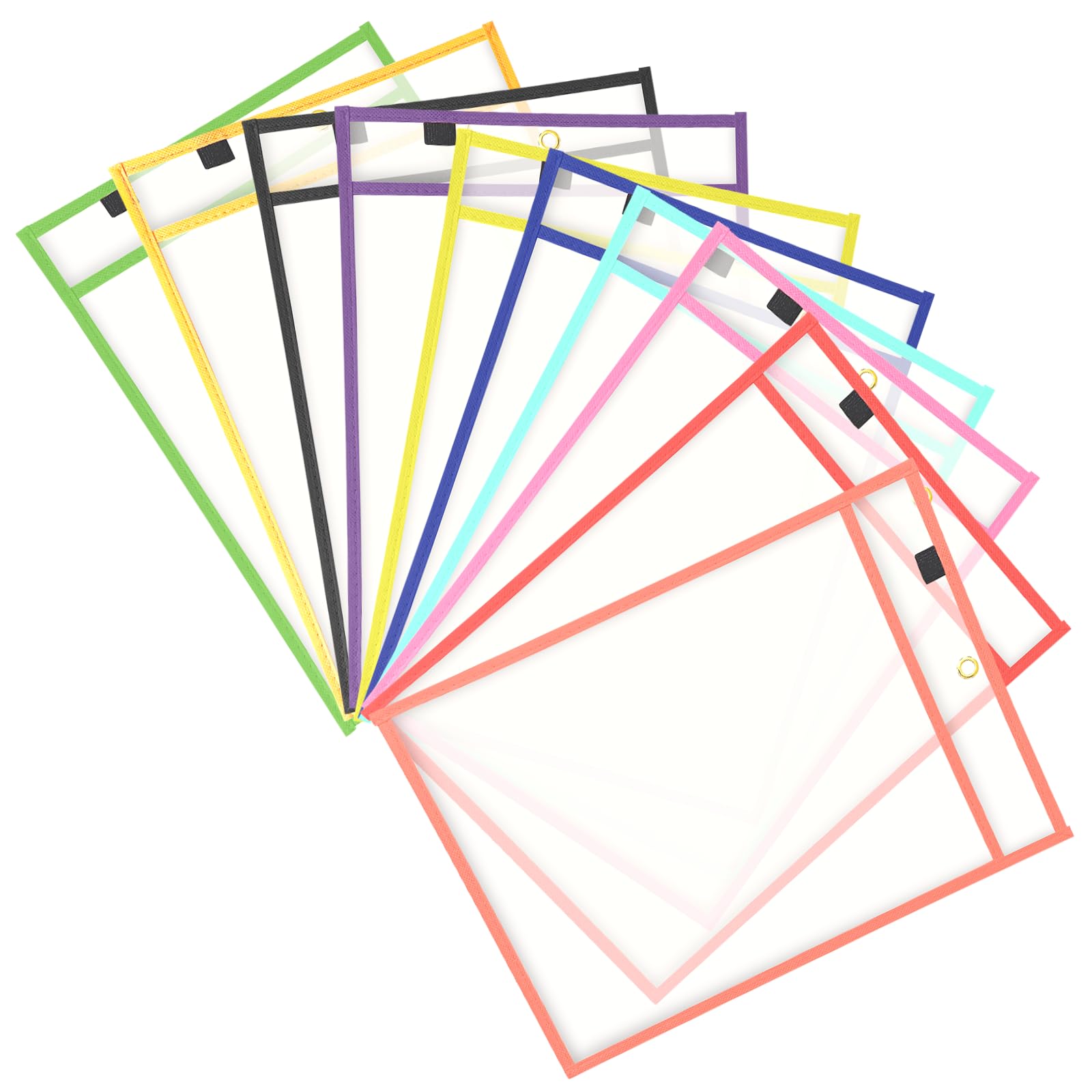 Qwrqwr 10Pcs Dry Erase Pockets Reusable Bone Folder PVC Sleeves A4 for Classroom Teacher Office Supplies