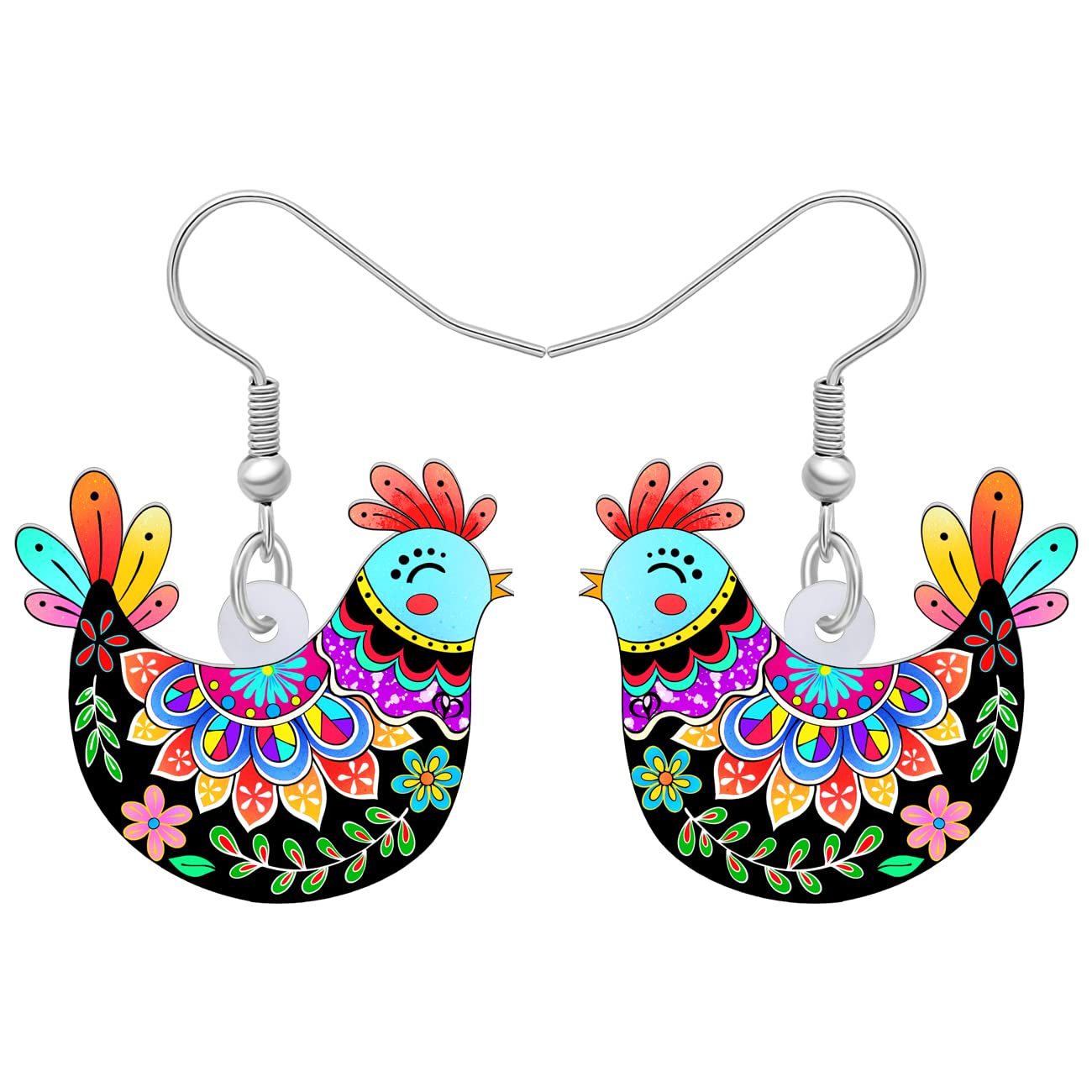 Acrylic Drop Hen Chicken Earrings Funny Farm Design Lovely Gift For Women By The Bonsny