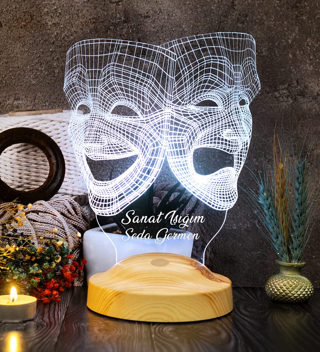 3 Boyutlu Maske, Tiyatro Sanatçısına Hediye Kişiye Özel Led Lamba