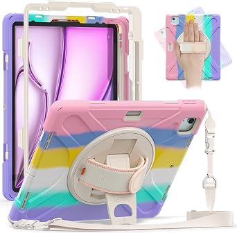 Batianda VortiGrip Case for iPad Air 13 M2/M3/M4 2024-2026, Colorful Pink