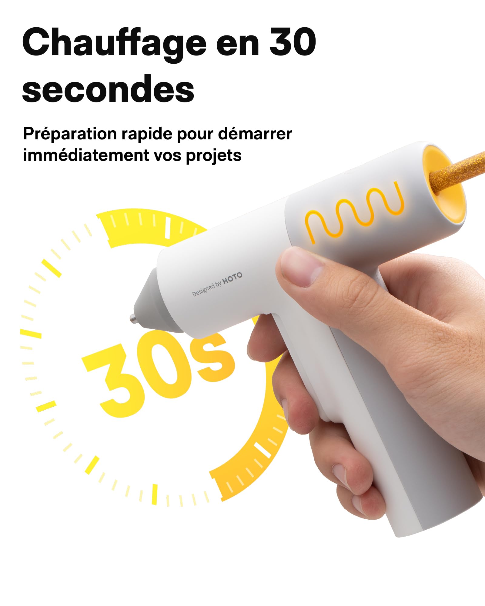 HOTO Pistolet à Colle sans Fil, Pistolets à Chaude Colle Électriques Rechargeable USB-C, 3000mAh, 40X7mm Bâtons de Colle Colorés, Chauffage Rapide de 30s, Distribution Automatique pour DIY/Art/Maison