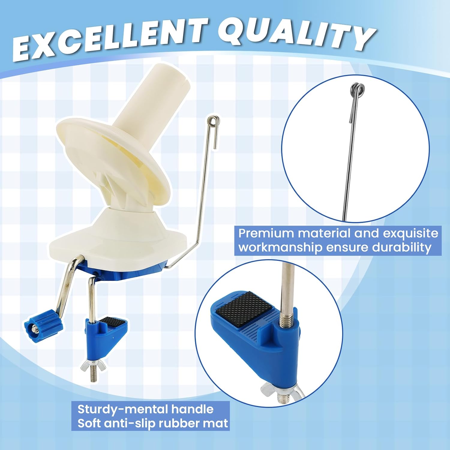 AMGSH Yarn Ball Winder Manual Winder Holder Hand-Operated Swift Yarn Fiber String Ball (Blue)