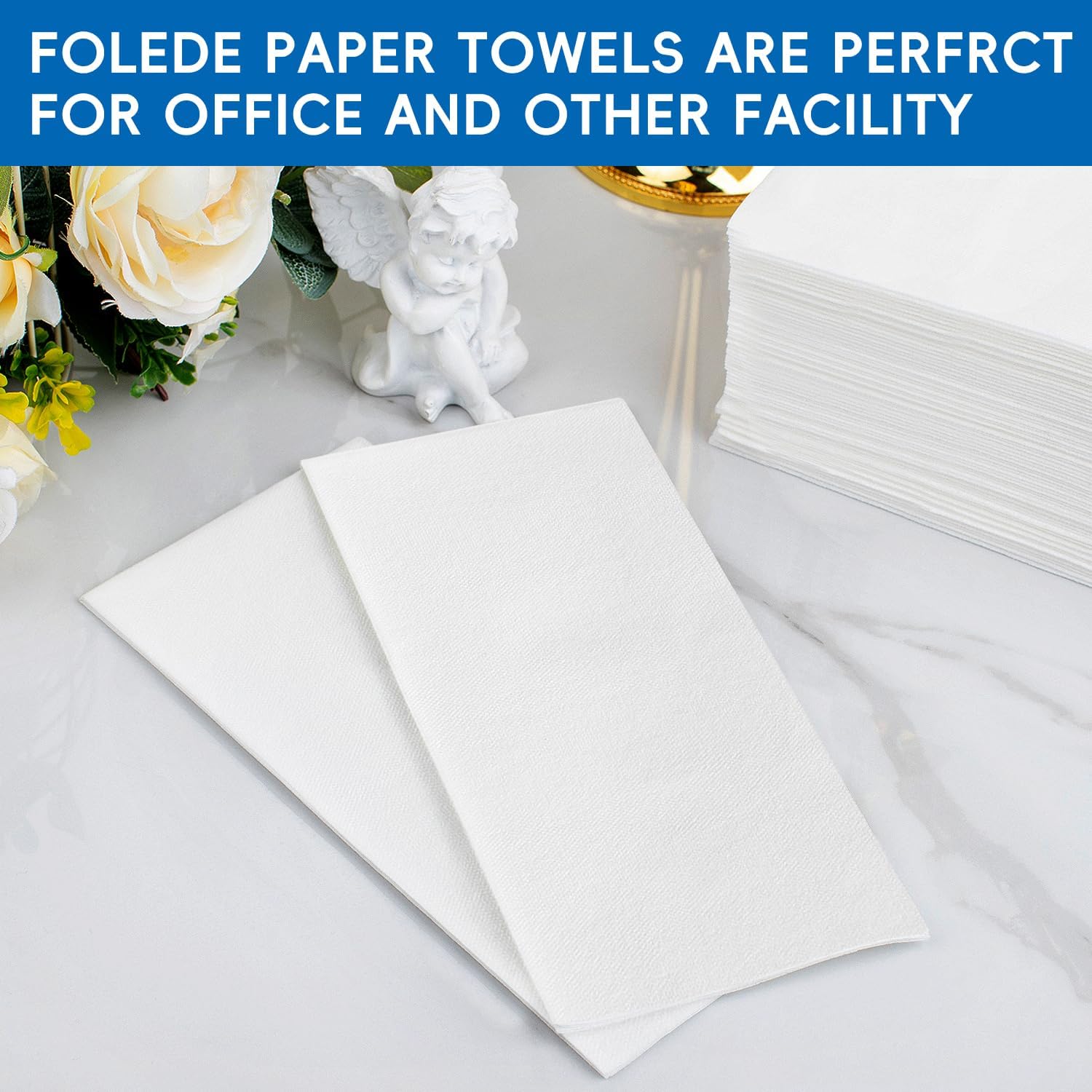 JEBBLAS 100Pcs Disposable Guest Towels, Linen Feel Hand Towels, Cloth-Like Paper Napkins, Soft, Absorbent Paper Hand Towel for Kitchen, Parties, Bathroom, Restaurant, Events, 7.8” X 15.7” White image 4