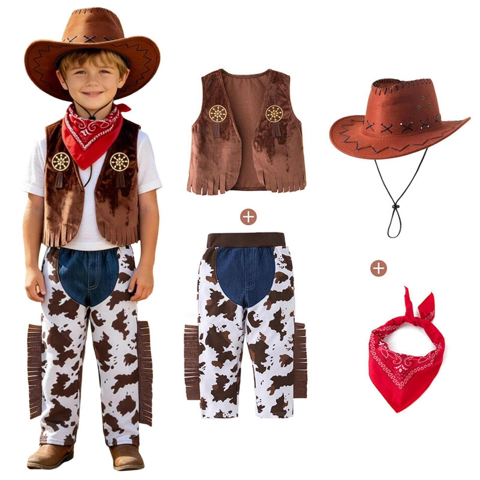 Cowgirl Costume Outfit Western Fancy Dress Up Set for Little Kids Girls