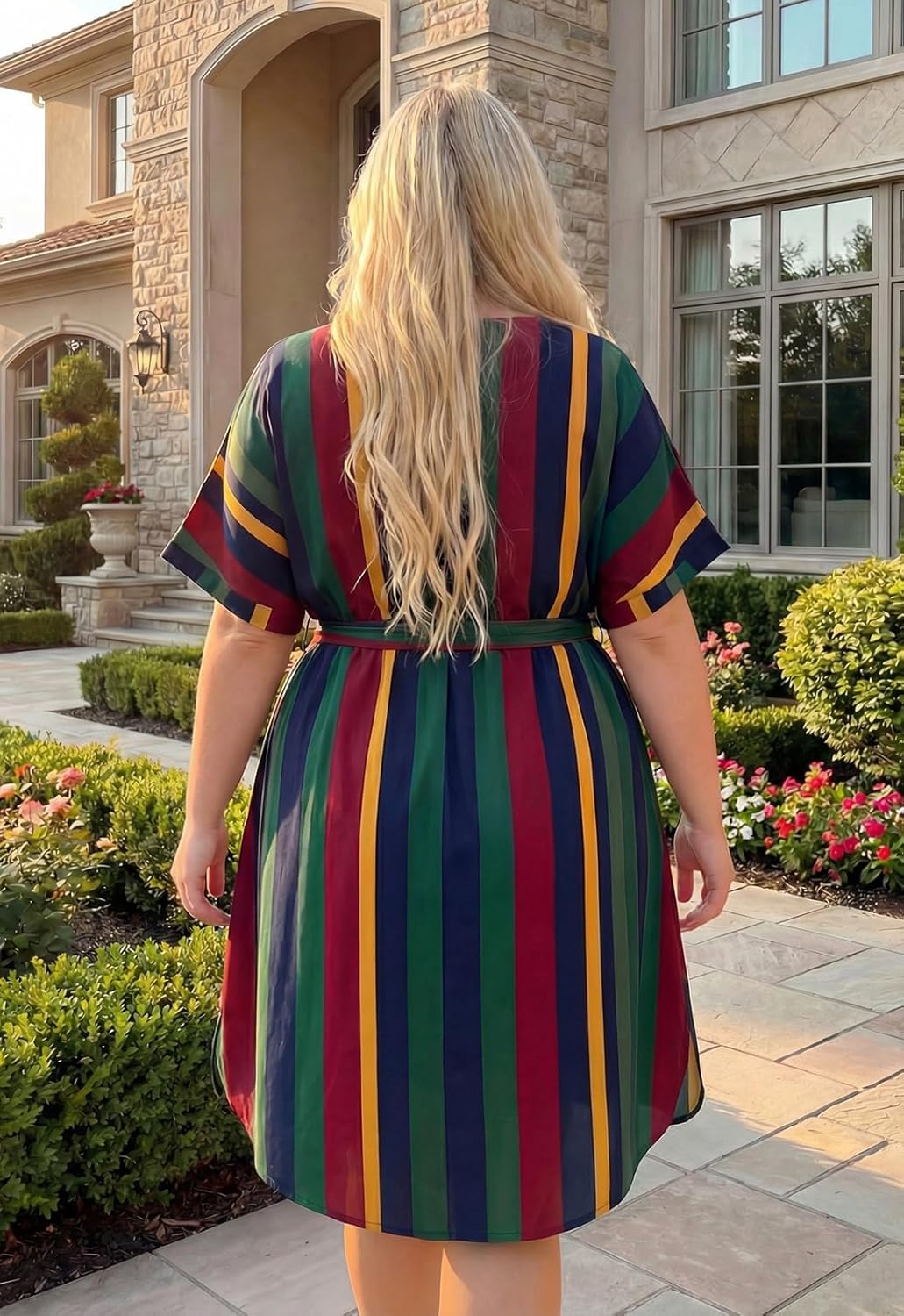 Nemidor Plus Size Casual Dresses for Curvy Women Summer Boho Floral Print Swing Midi Dress with Pockets 14-26
