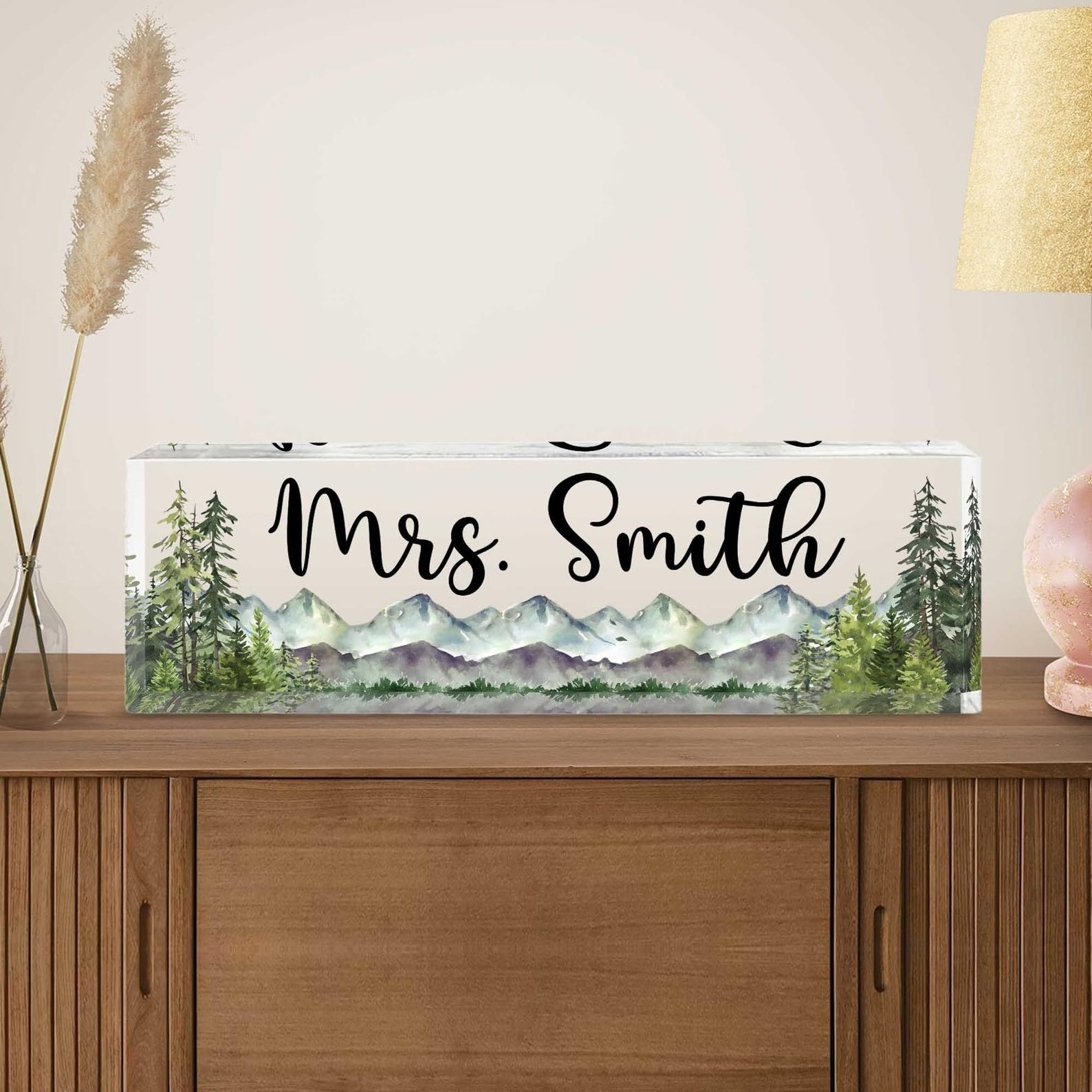 Personalized Teacher Name Plate for Desk, Custom Mountain Teachers Sign, Adventure Theme Office Decor, Desks Name Plates for Classroom, Teacher Desk