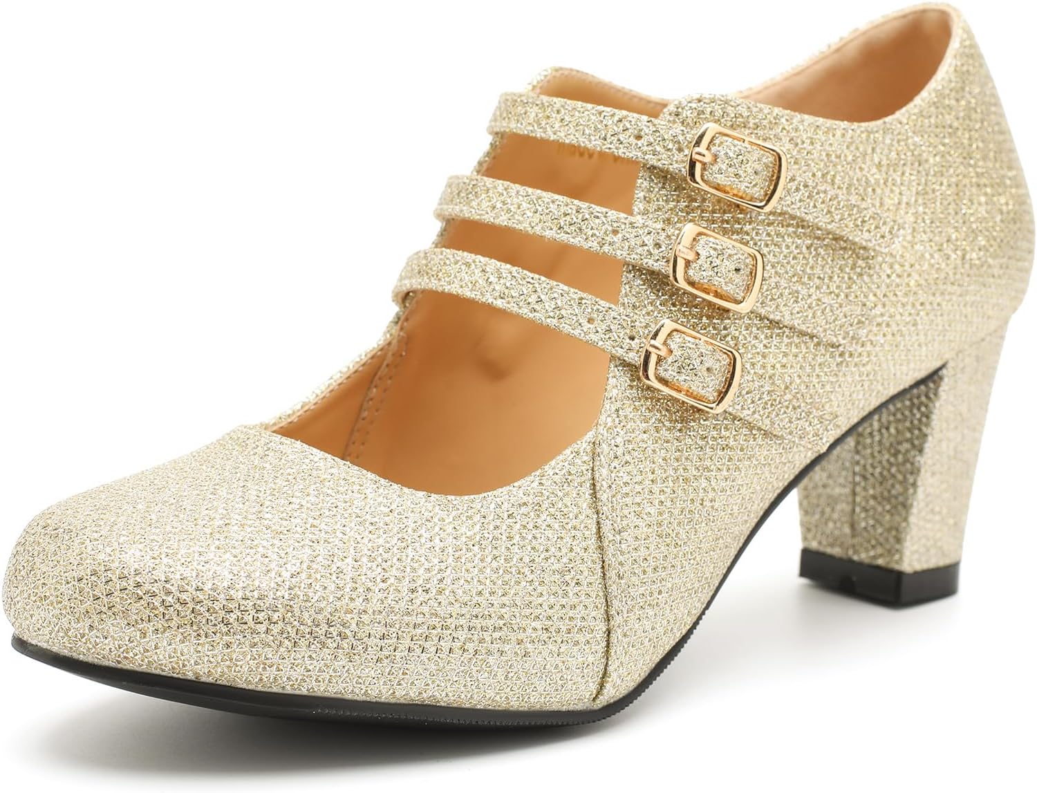 Women's Mary Jane Pumps Low Block Chunky Heels Closed Round Toe Dress Wedding Office Work Dress Shoes