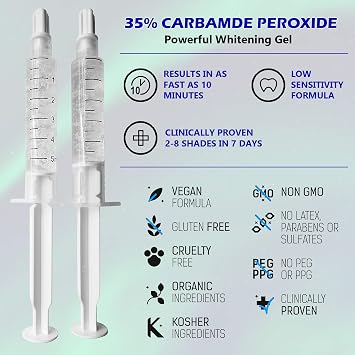 Bright White Smiles Teeth Whitening Kit, 35% Carbamide Peroxide Gel | Professional Results at Home, Whiter Refill System, 5x 5cc/ml Syringes