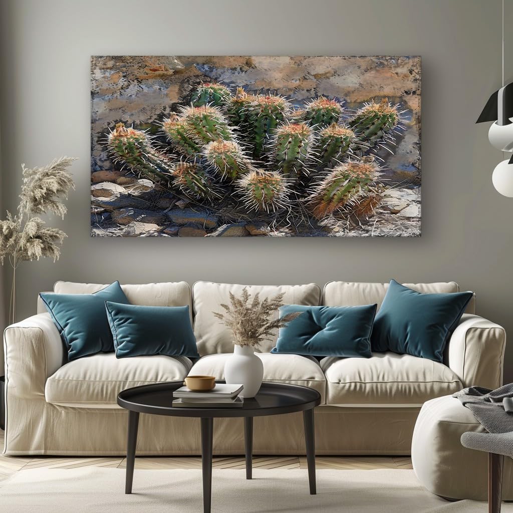 MKBKLI Abstract Canvas Wall Art for Living Room Cactus plant Paintings for Bedroom, Office, Kitchen - Home Decor Pictures 80x160cm