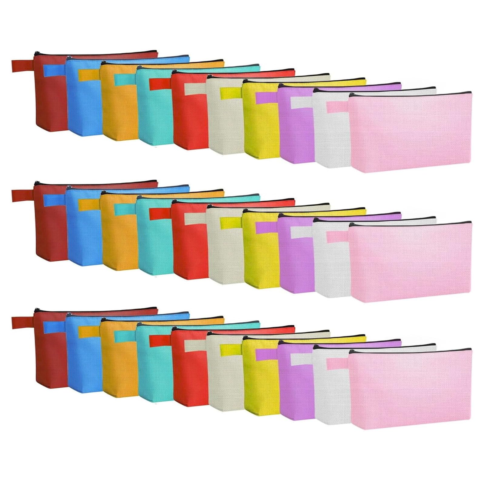 40 Pack Canvas Makeup Bags Bulk Multi-Purpose Cosmetic Bag with Zipper Multi-Purpose Blank Travel Toiletry Bag Plain Blank Colored Bag for Travel