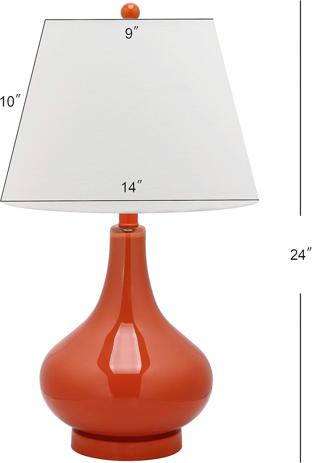 SAFAVIEH Lighting Collection Amy Modern Contemporary Blood Orange Gourd Glass 24-inch Bedroom Living Room Home Office Desk Nightstand Table Lamp (LED Bulbs Included)
