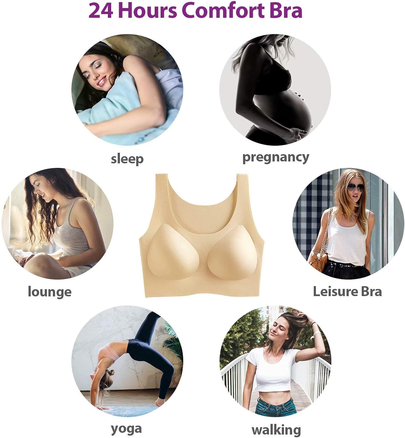 Niidor Women's Seamless Wireless Yoga Bra Thin Soft Comfy Daily Bra Sleep Leisure Bra at  Women’s Clothing store