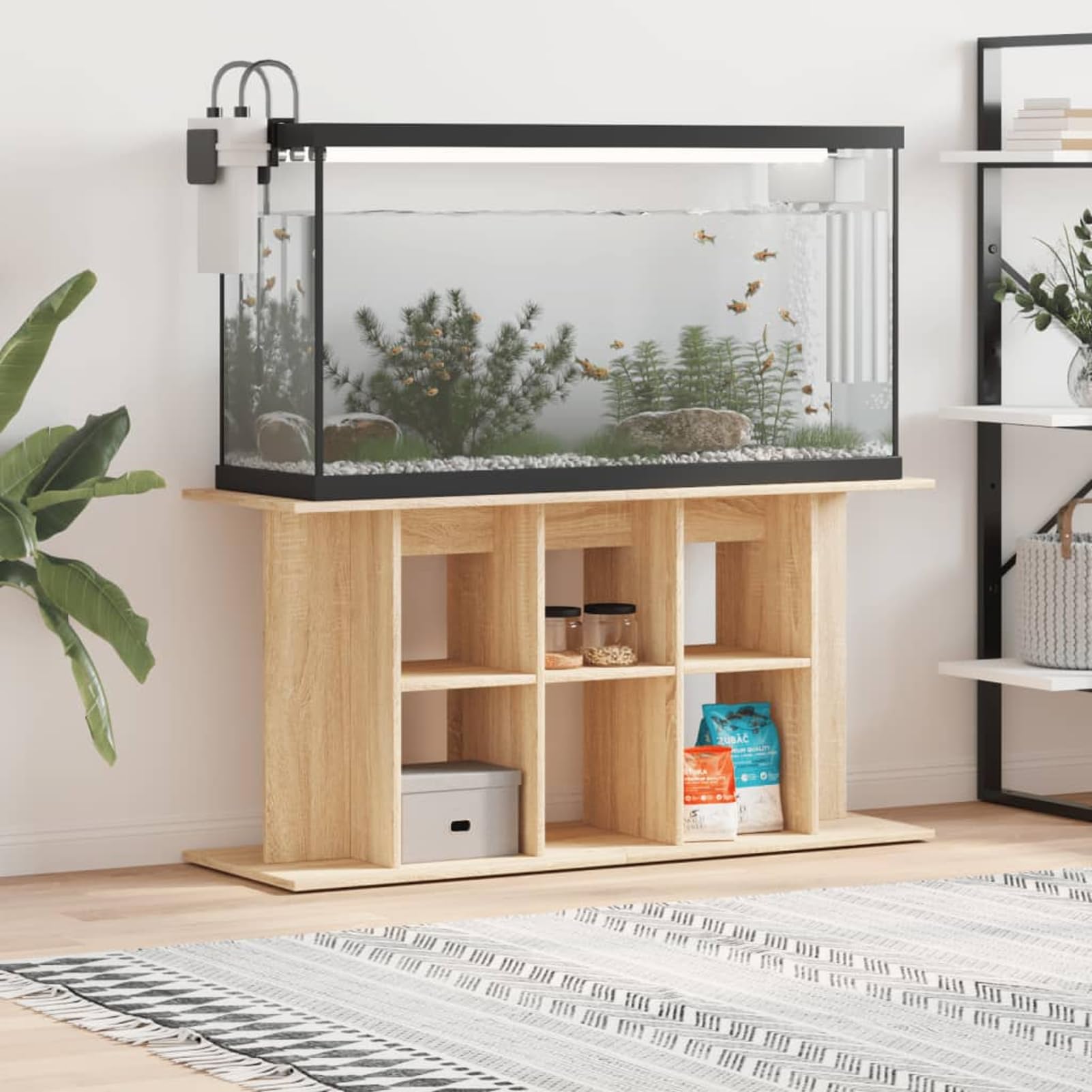 Gecheer Aquarium Stand with Storage, 120x40x60 cm Engineered Wood Fish Tank Stand, Stable and Durable Display for Ornamental Fish and Aquatic Plants, Sonoma Oak 833594