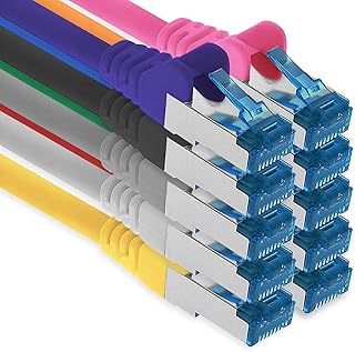 1aTTack.de 10 X 1.5 M CAT.6 - Ethernet- Gigabit- Lan- Network- Patch- Cable RJ45 CAT 6 A 10000 Mbit s Sftp Pimf 500 MHz -10 - colors