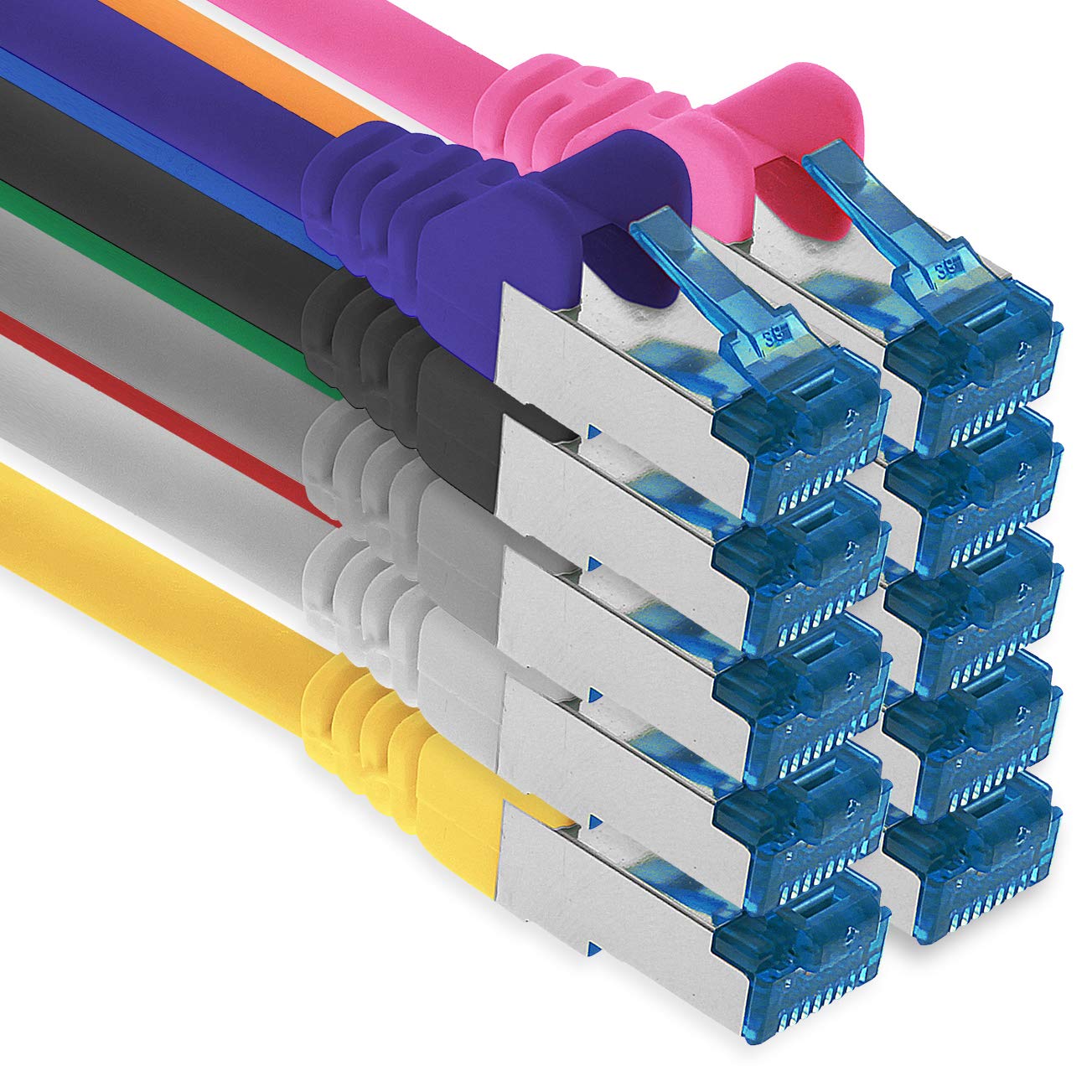 1aTTack.de 0.25m - CAT6a - network cable yellow - pack of 10 CAT 6 A patch cable 10000 Mbit s SFTP PIMF 500 MHz compatible with CAT5 CAT6 CAT7 DSL Internet Switch Router — view 41