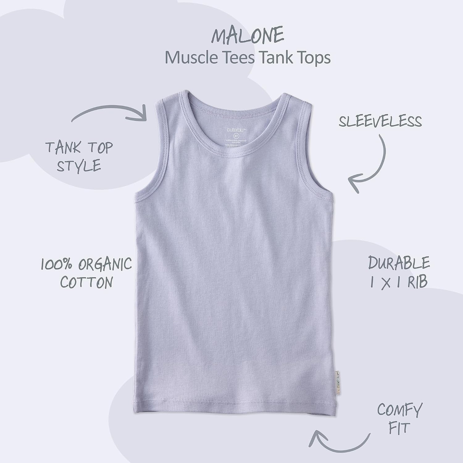 Butterblu Baby Boys’ Malone 5-Pack Sleeveless Shirts​ 100% Organic Cotton for Baby Boys