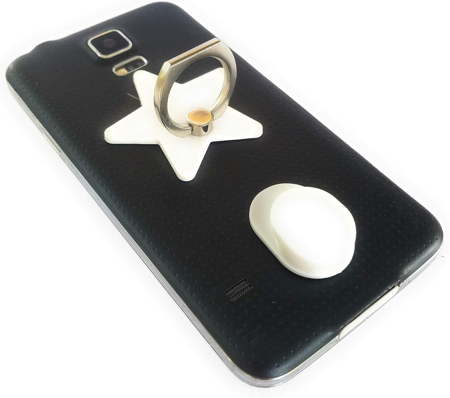 YK Jp Tablet Pad Phone Finger Ring Grip Attachment Mount Holder Stand Hanger Car Hook (White Lone Star)