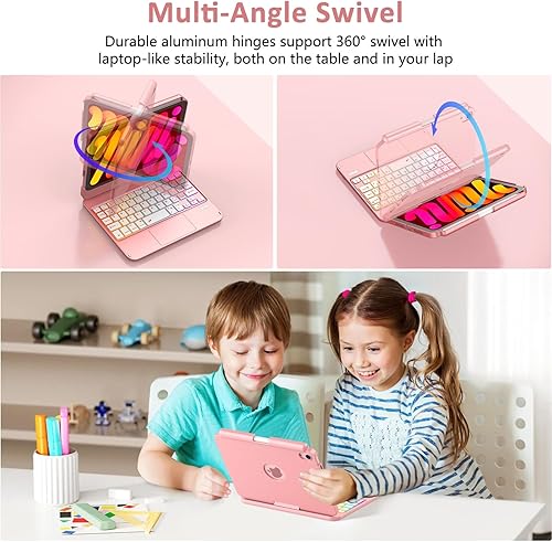 Miniatura 5 de FUWANG Funda de teclado Touchpad para iPad mini 7 A17 Pro 2024 y Mini 6 generación 2021 de 8.3 pulgadas, teclado retroiluminado de 7 colores