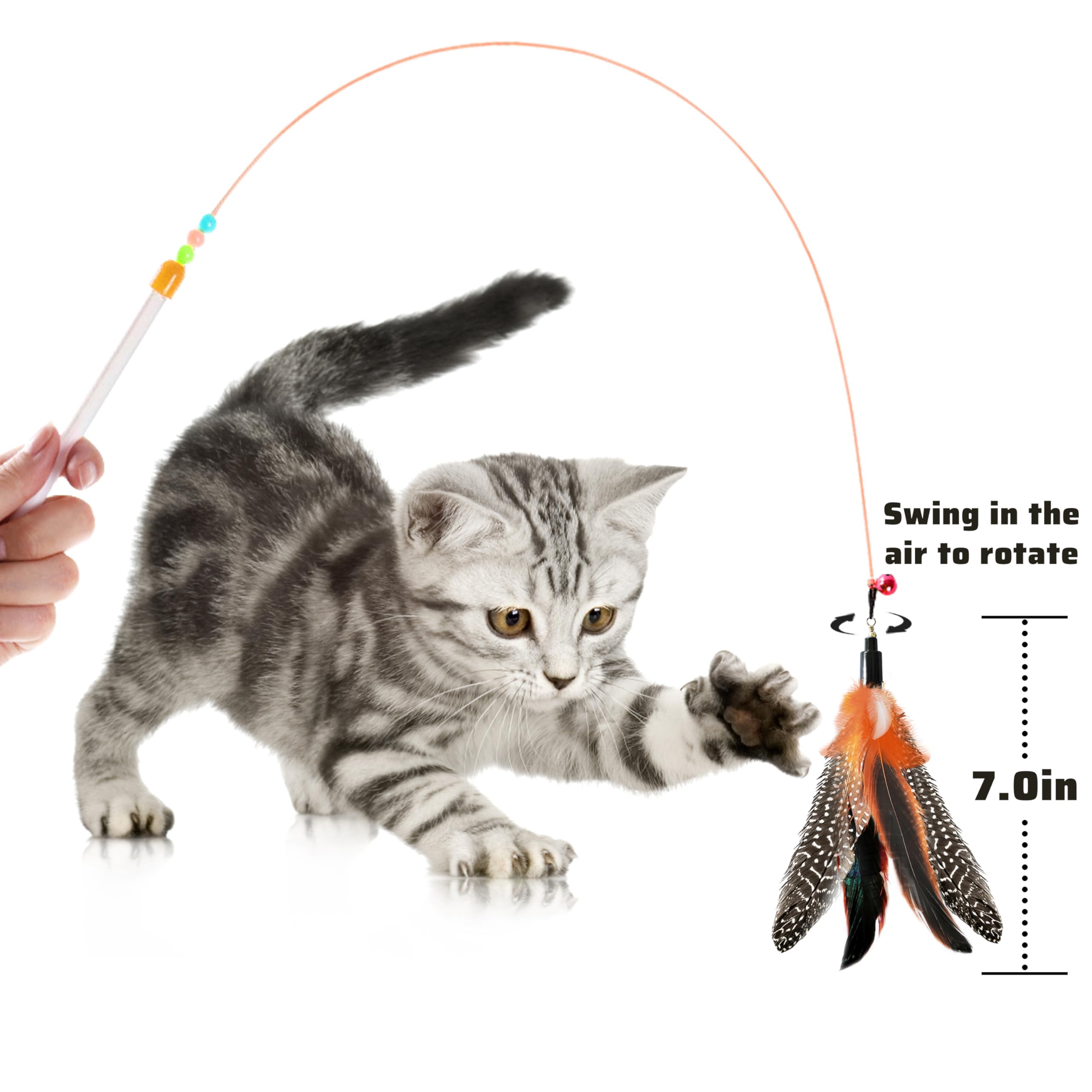Highland Farms Select Handmade Natural Feather Cat Toy Dah Bird Refills - Interactive Cat and Kitten Toy - 6 Pack