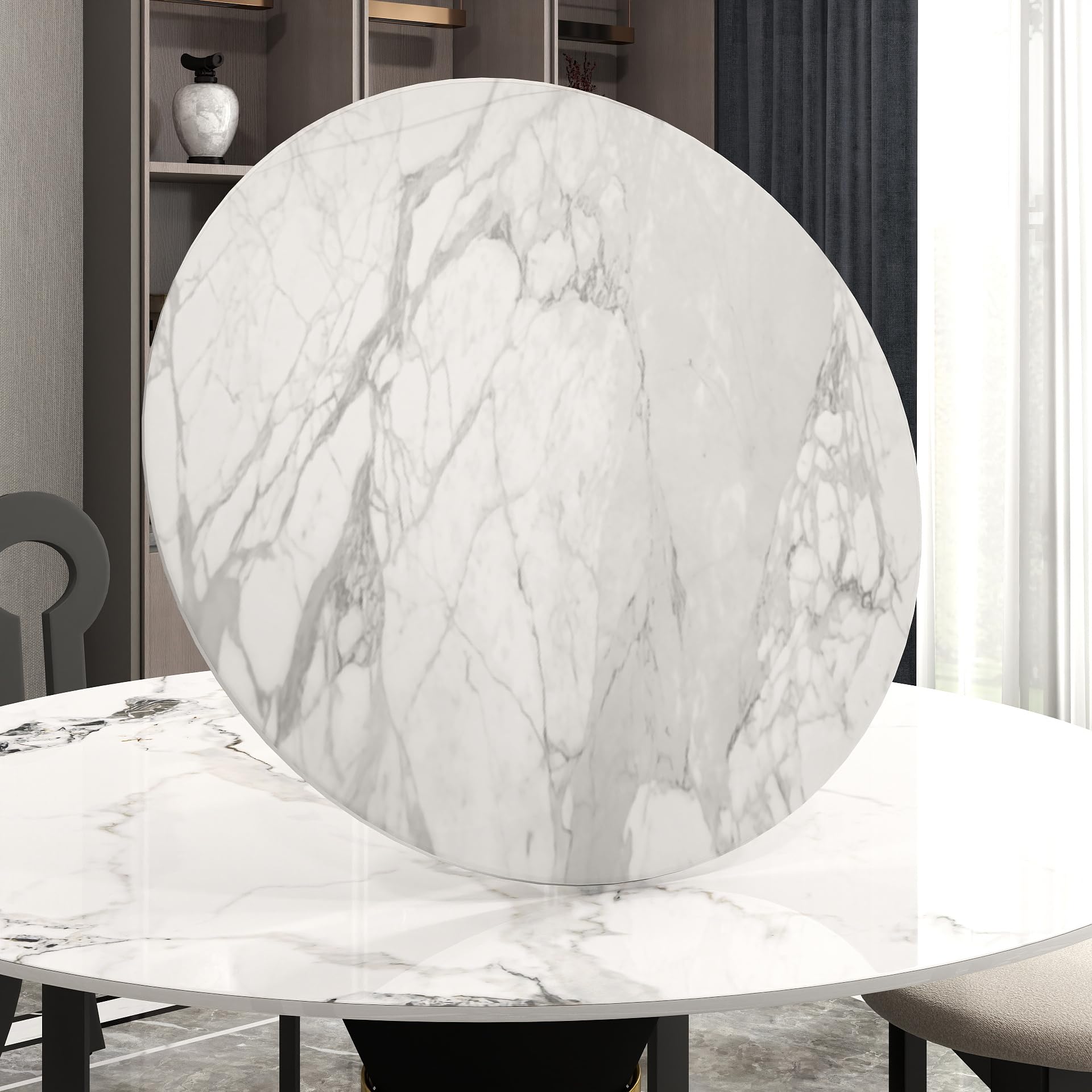 19.69" Lazy Susan for Table Top Sintered Stone Rotating Serving Tray for Dining Table, Kitchen Lazy Susan Organizer Spinning Rotating Food Server