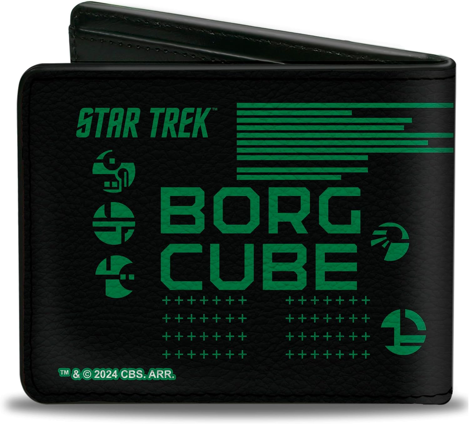 Buckle-Down Paramount Network Wallet, Bifold, Star Trek Borg Cube Resistance Is Futile Icons Black Green, Vegan Leather