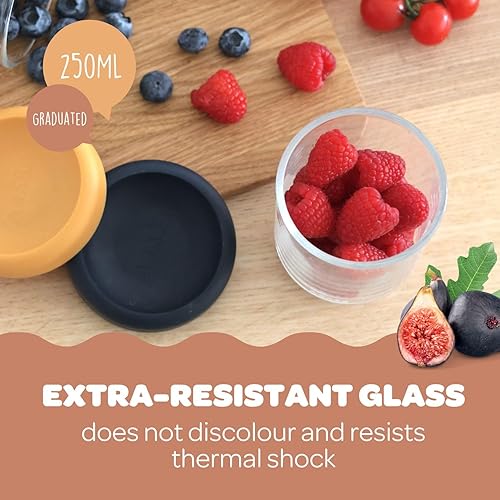 Miniatura 4 de BEABA - Paquete de 2 tarros de vidrio para alimentos para bebés con tapas herméticas de silicona suave, recipientes de almacenamiento de vidrio de 8