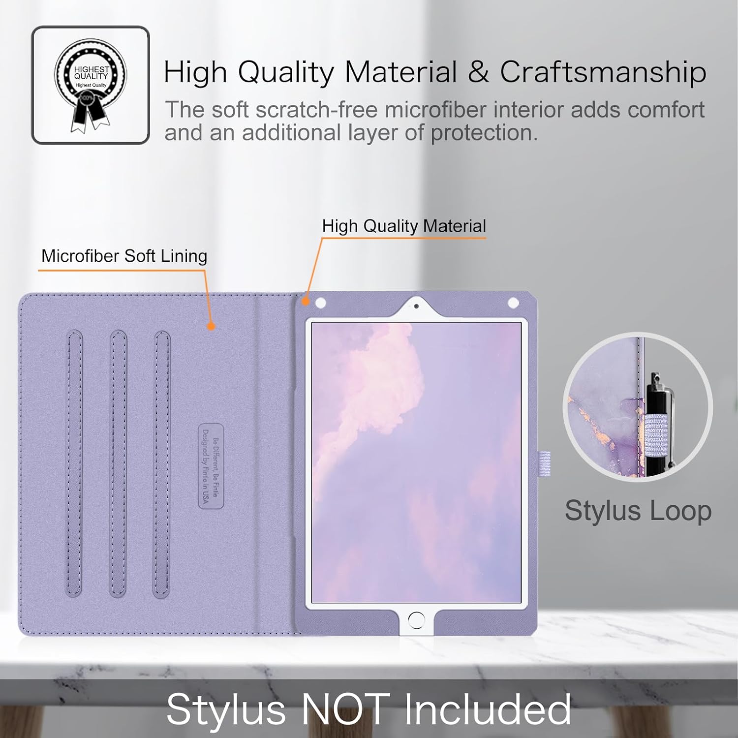 Fintie Folio Case for iPad 6th / 5th Generation 9.7-inch, iPad Air 2 /Air 1 | Multi-Angle Viewing Stand Cover, Pencil Holder & Storage Pocket, Corner Protection, Auto Wake/Sleep, Lilac Marble