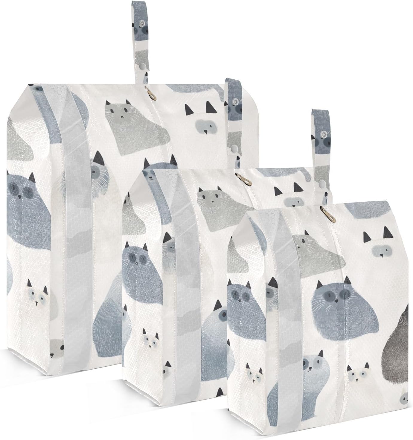 Aesthetic Ragdoll Cats White 3pcs Travel Packing Storage Bags With Zipper Clothing Closet Storage Suitcase Organizer Bags Travel Bags Organizer