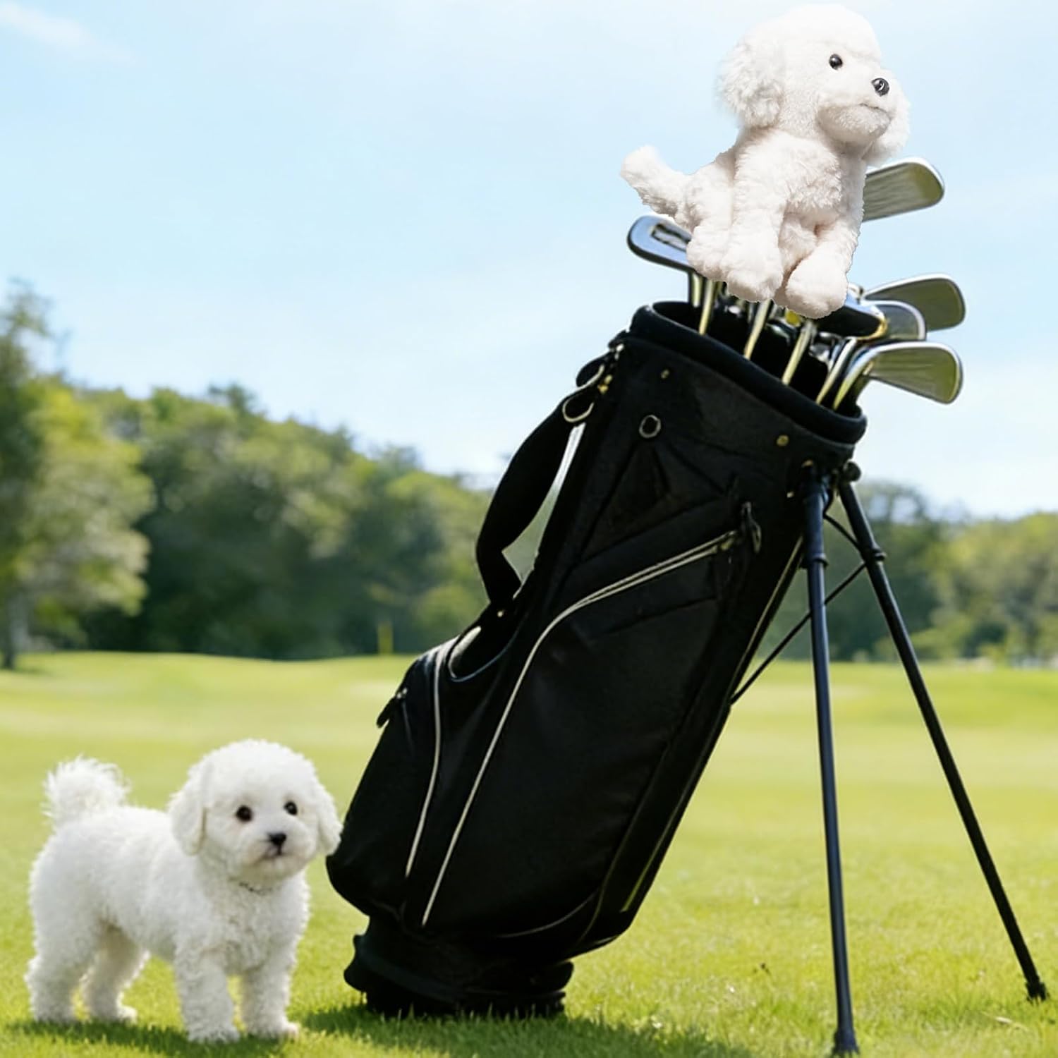 Craftsman Golf Golden Retriever Yorkshire Terrier Bernese Mountain Dog Border Collie Poodle Soft Cute Soft Plush Animal Driver Wood Headcover Head Cover Travel Protector Gifts for Men Women