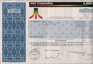 1989 RARE ORIGINAL 1980's ATARI STOCK CERTIFICATE w TRAMIEL SIGNATURES! UP TO $100 ELSEWHERE! Denominations Vary XF-AU
