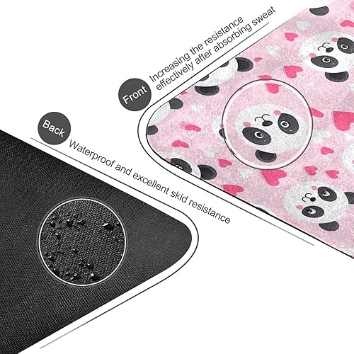Miniatura 4 de Pandas Pink Hearts Yoga Mat Non Slip Thick Kids Eco Friendly Rubber Workout Foldable Yoga Mat Women Exercise