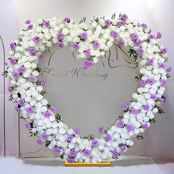 Heart Shape Wedding Metal Arch Backdrop Gold Flower Balloon Arbors Stand for Wedding Birthday Party, Graduation Decorations and Baby Shower