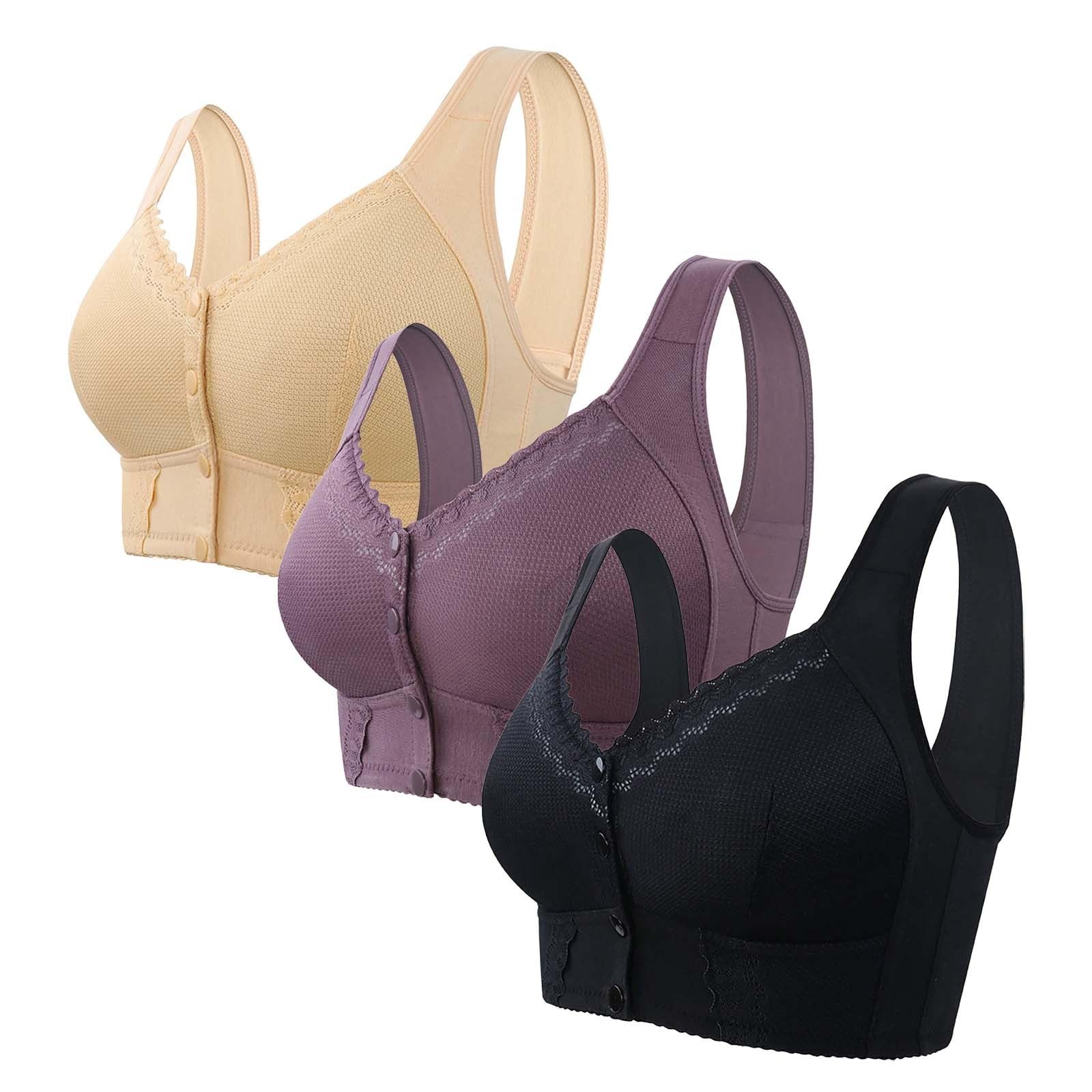 Confezione da 2 reggiseni da donna senza ferretto, reggiseni da donna senza ferretto, supporto completo, chiusura frontale, morbidi reggiseni senza ferretto per donne reggiseno grande leggero
